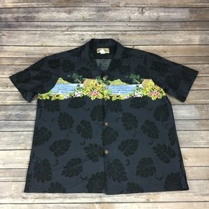 Blue Hawaii Hawaiian Shirt Village Graphic Mens L